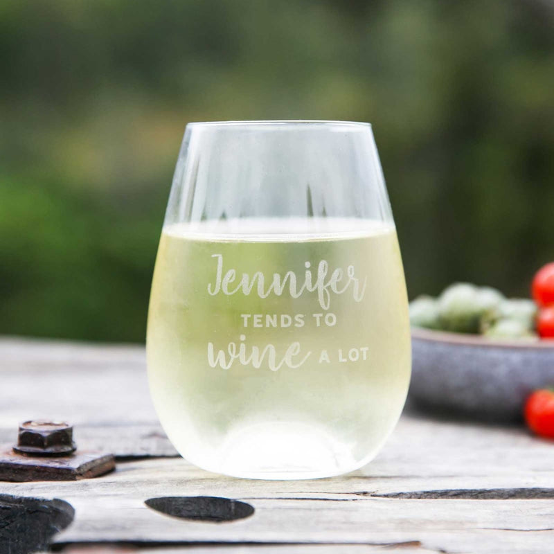 Premium 460ml wine glass, professionally laser engraved for home bar