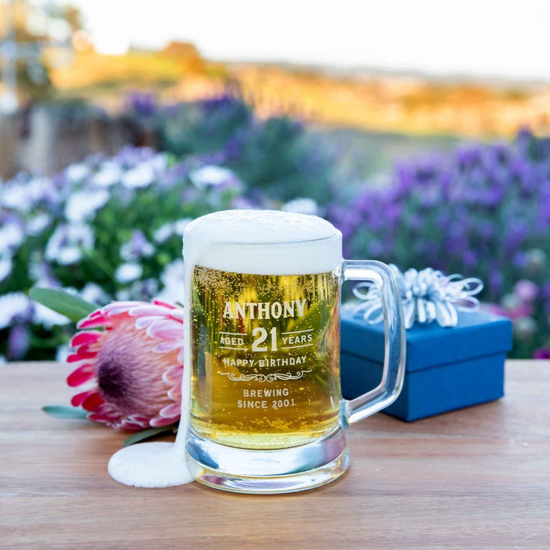 Custom Artwork Engraved Name Birthday Beer Mug 500ml