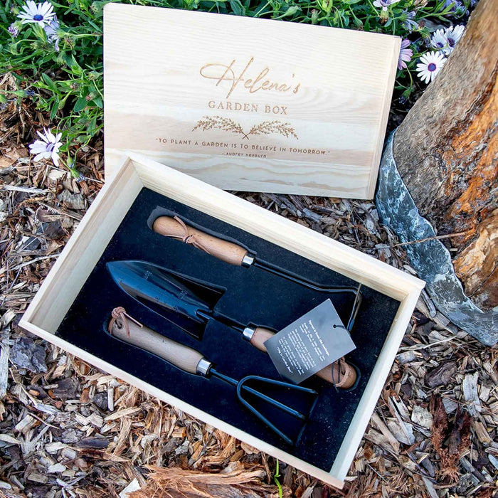 Personalised Birthday Engraved Wooden Garden Box Kit Present