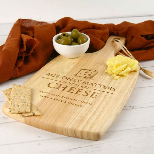 Custom Designed Engraved Milestone Birthday wooden cheese chopping paddle board present