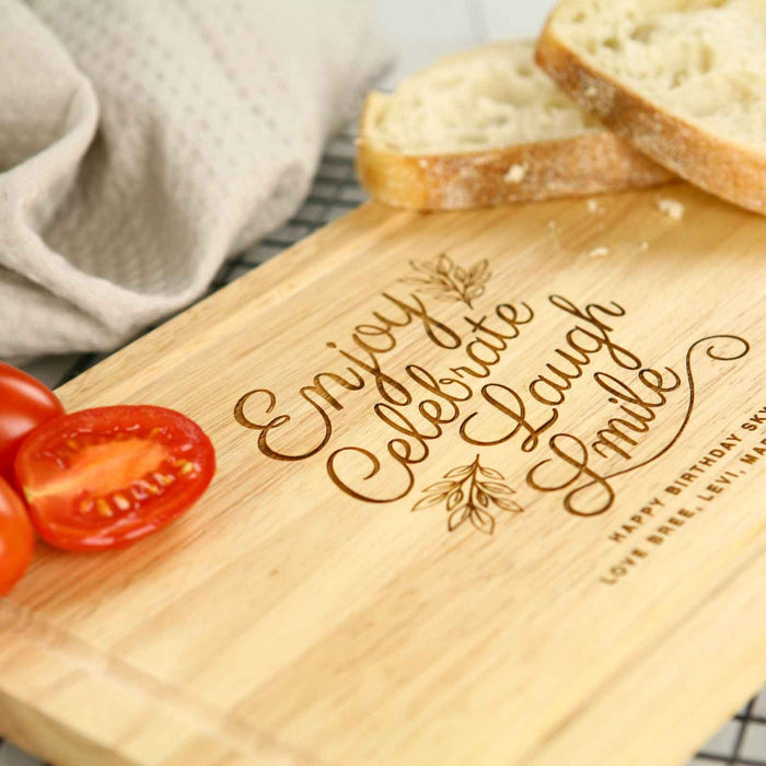Custom Artwork Engraved Birthday Wooden Rectangle Chopping Cheese Serving Board Gift