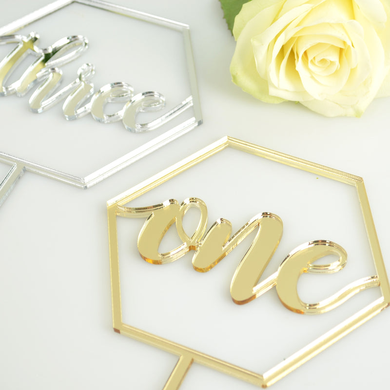 Acrylic Hexagon Birthday Cake Topper