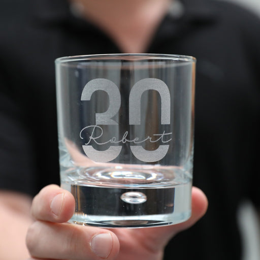 Personalised Engraved 30th Milestone Birthday Round Scotch Glass Present