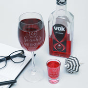 personalised Engraved Matching Birthday Wine Glass and Shot Glass Present
