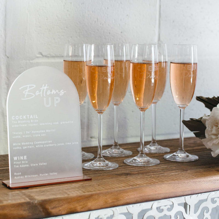 Customised Engraved bridal shower Champagne Flutes Toasting Glasses Wedding Gift