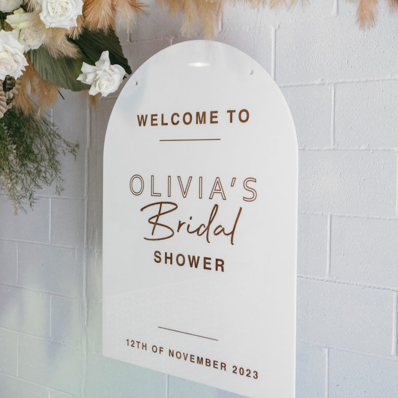 Acrylic Bridal Shower Welcome Sign, Size A1