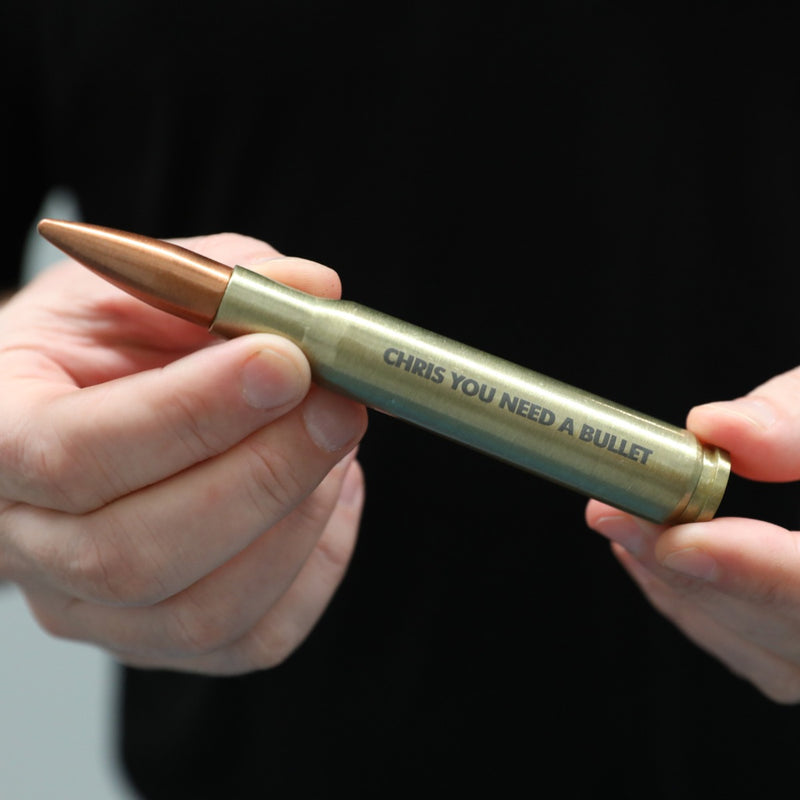 Customised Engraved "you need a bullet" bullet opener present