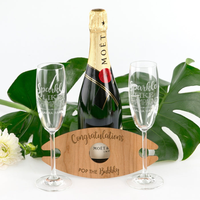 Personalised Champagne & Glasses Gift Set – The Flower House Co
