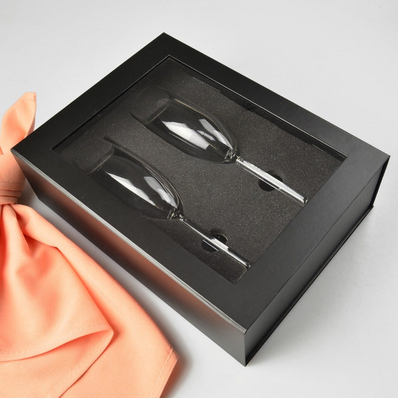 Twin Champagne Glass Presentation Gift Box With Magnetic Closing Lid