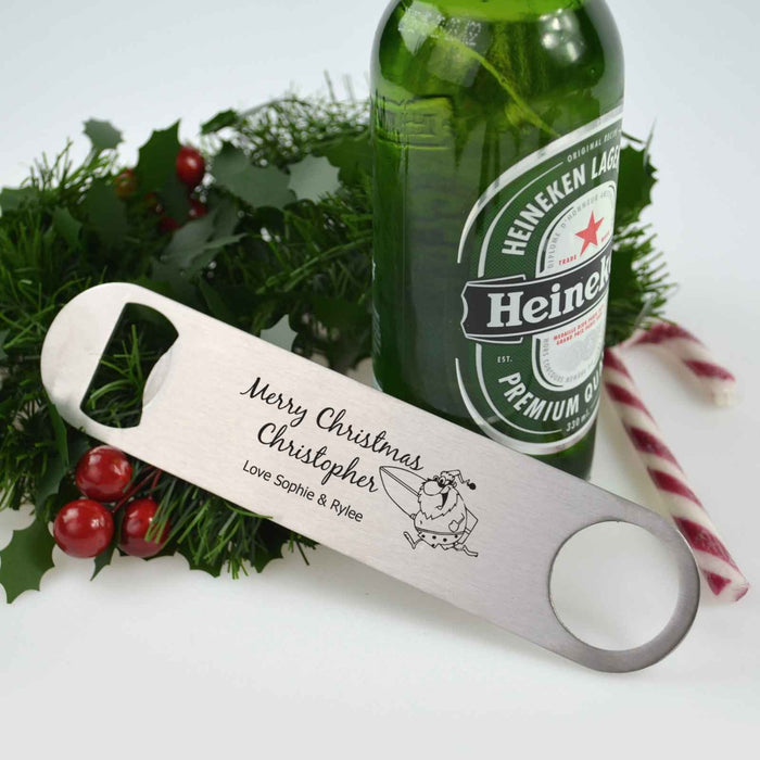 Personalised Engraved Christmas Silver barmate bottle opener present