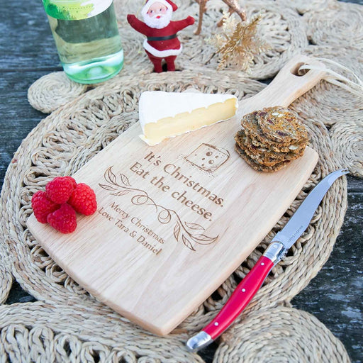 Personalised Engraved Christmas Wooden Chopping, Cheese Serving Board Present