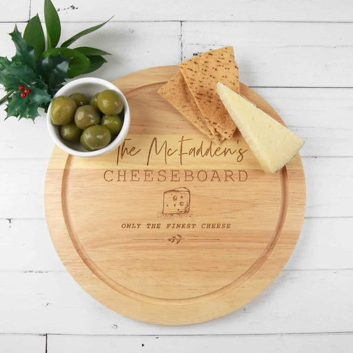 Personalised Engraved Round Wooden Christmas Cheese Board Christmas Present