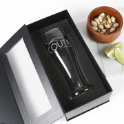 Customised laser Engraved Company Logo Premium European Beer Glass 425ml With Black Gift Box Client or Employee Gift