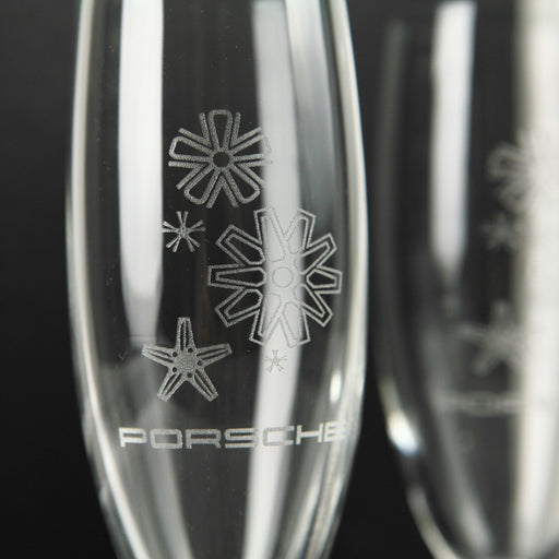 Customised Engraved Corporate Premium European Champagne Glasses Flutes Black Gift Box Employee Gift