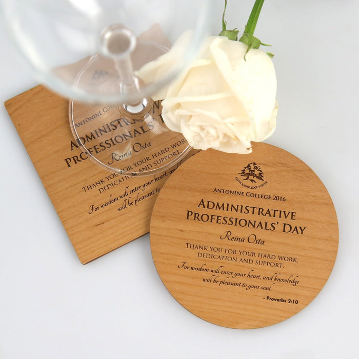 Engraved Wooden Coaster Corporate Appreciation Gift