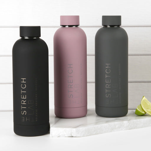 Personalised Engraved Company Logo Black, Mauve and Charcoal Insulated Stainless Steel Sport Drink Water Bottle Corporate or Client Promotional Gift