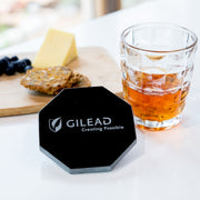 Customised Engraved Company Logo Octagonal Black Marble Coaster Promotional Gift
