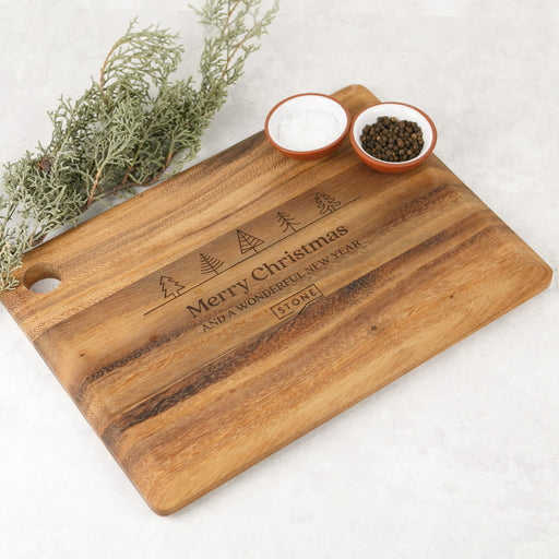 Personalised Christmas Corporate Engraved Rectangle Acacia Serving Board
