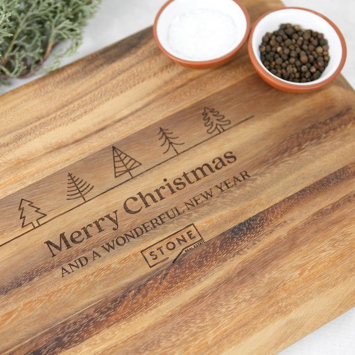 Christmas Corporate Engraved Rectangle Acacia Serving Board