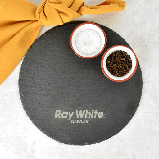 Personalised Engraved Round Slate Cheese Chopping Serving Board Corporate Gift