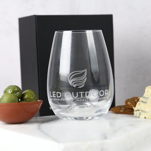 Personalised Engraved Corporate Logo 460ml Stemless Wine Glass
