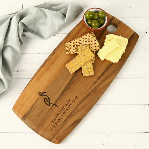 Engraved Company logo Acacia Wood Tapas Serving Board Employee or Client Gift