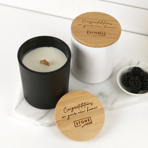 Personalised Engraved Corporate Wood Wick Soy Candle with Wooden Lid Company or Client Gift