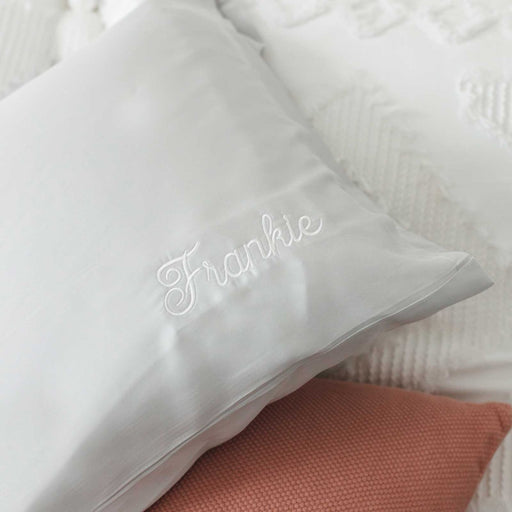 Personalised Embroidered Bamboo Satin Pillowcase Single - Silver