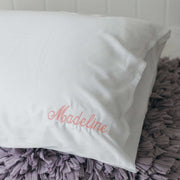 Customised Embroidered Name Bamboo White Pillowcase Birthday Present