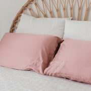 Personalised Embroidered Name Twin Set Bamboo Rose Pink Pillowcase Christmas Present