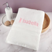 Custom Embroidered Girl Name Easter Bunny White Bath Towel