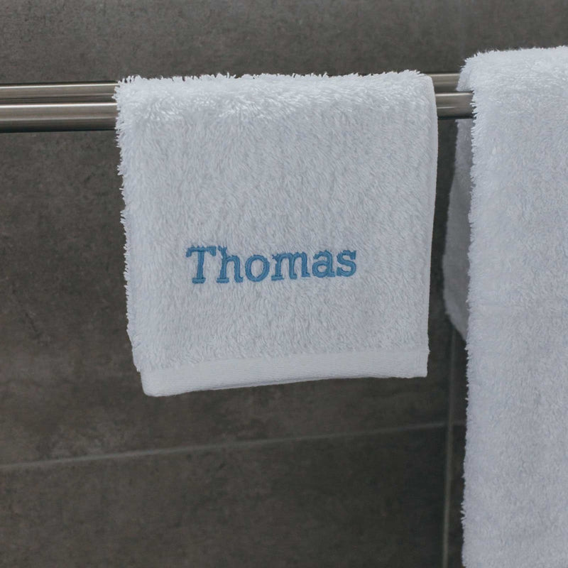 Custom embroidered bath towel and washer set for baby boys or girls