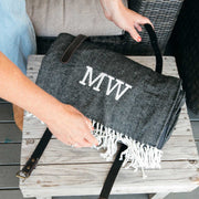 Embroidered Woven Picnic Blanket with Waterproof Backing