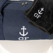 Custom initials duffle bag gift for boaties and ocean enthusiasts