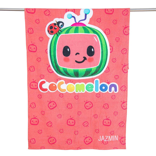 Personalised Embroidered Red Cocomelon Name Beach Towel