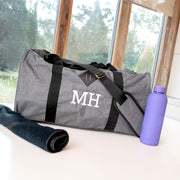 Custom Artwork Embroidered Shoe Compartment Grey Sports Duffle Bag with Show Compartment