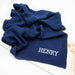 Custom Embroidered Name 100% Cotton Knitted Navy Blue Baby Blanket Baby Shower