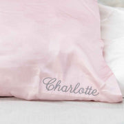 Name Embroidered Pink Silk Pillowcase Christmas Present