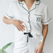 Custom Embroidered Monogrammed White Satin Short Sleeve Pyjama Set Christmas Gift