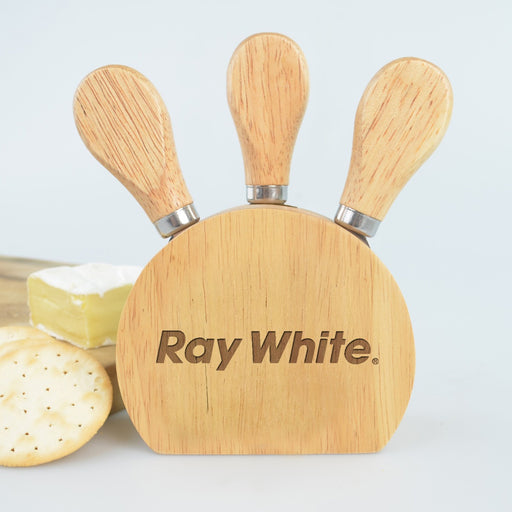 Personalised Engraved Promotional Company Logo Wooden 3-Piece Cheese Set