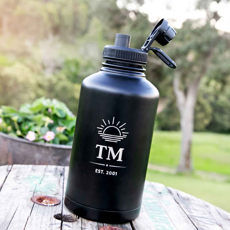 Customised Engraved Name Black Stainless Steel Water Bottle Christmas Gift
