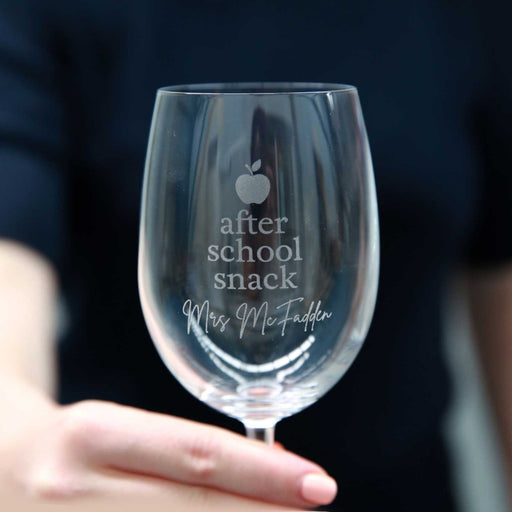 Personalised Engraved "After School Snack" Teacher Christmas Wine Glass Present