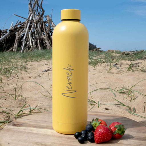 Customised Engraved Name Yellow Sunshine Luxe Matte Finish 750ml Water Bottle