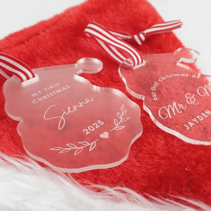 Engraved Acrylic Santa Christmas Tree Decoration