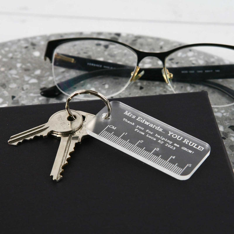 Frosted Acrylic Ruler Keyring Teacher's Gift