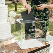 Personalised Engraved Clear Acrylic Wishing Well Box with White Base