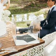 Customised Engraved Acrylic Wedding Wishing Well Box with White Base
