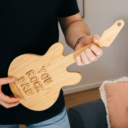 Personalised Engraved Wooden Guitar Chopping Serving Board