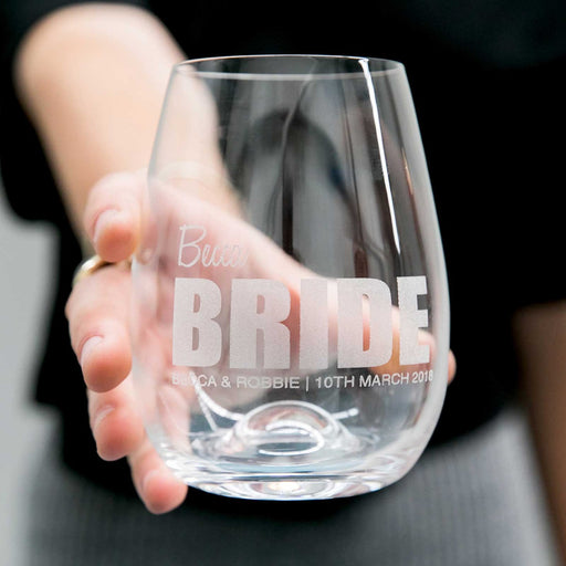 Stemless Wine Glass for the Bride