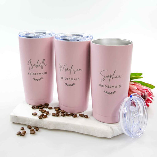 Personalised Engraved Bridal Party Luxe Matte Finish Stainless Steel Insulated Travel Mug 590ml